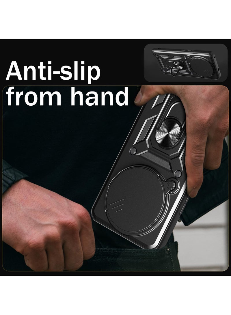 جراب حمايه ويندو مقاوم للصدمات وحمايه للكاميرا مزود بدبله معدنيه متوافق مع   Honor Magic 7 Pro  (اسود) - Image 4