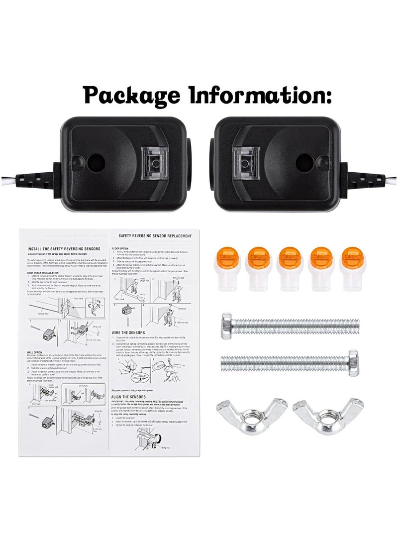 Zikra 820CB Garage Door Safety Sensor & Brackets Replacement Kit for 41A5034/ G801CB-P/801CB/041-0136 for Chamberlain LiftMaster Sears Craftsman Garage Door Openers (2PCS) - Image 4