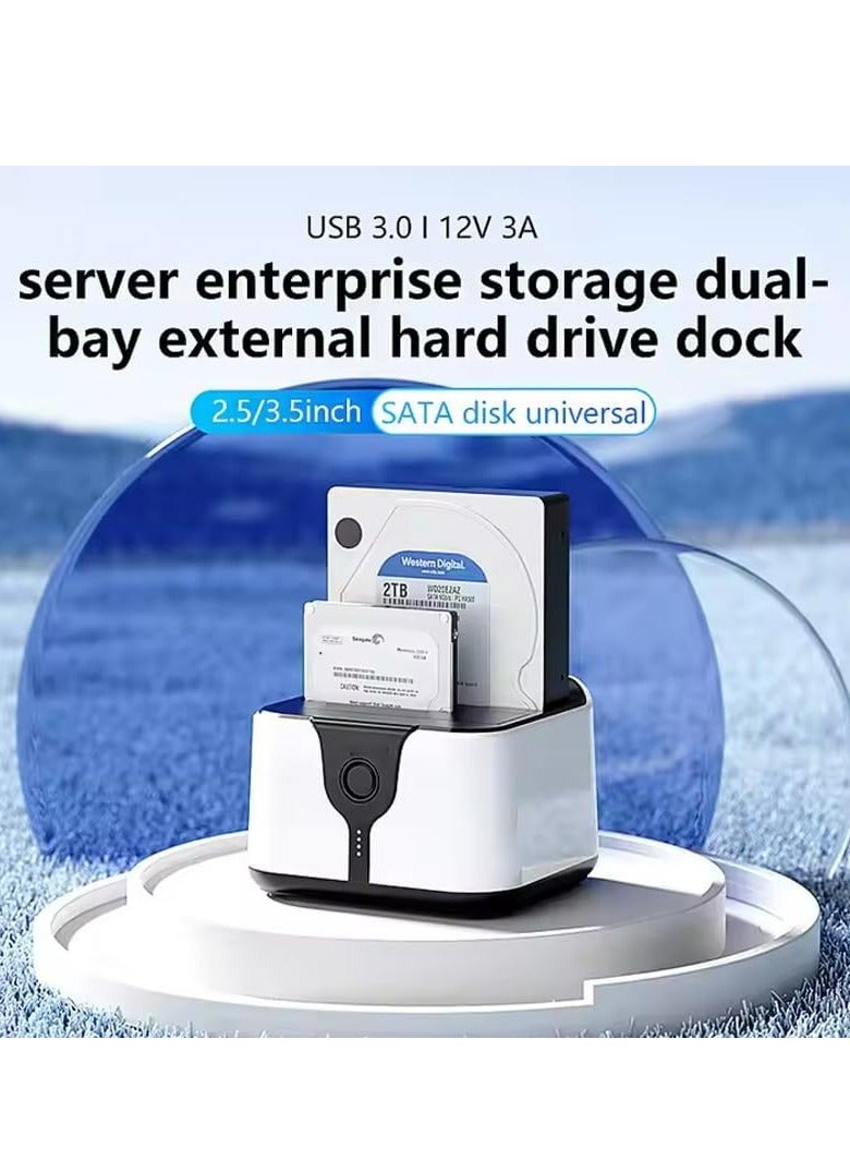 Joyelink Hard Drive Enclosure, USB 3.0 to SATA III Dual Bay External,Hard Drive Docking Station, Hard Drive for 2.5/3.5 inch HDD Solid State Drives, Offline Cloning Support, Wide Compatibility - Image 2