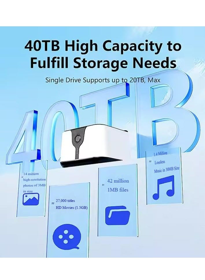 Joyelink Hard Drive Enclosure, USB 3.0 to SATA III Dual Bay External,Hard Drive Docking Station, Hard Drive for 2.5/3.5 inch HDD Solid State Drives, Offline Cloning Support, Wide Compatibility - Image 3