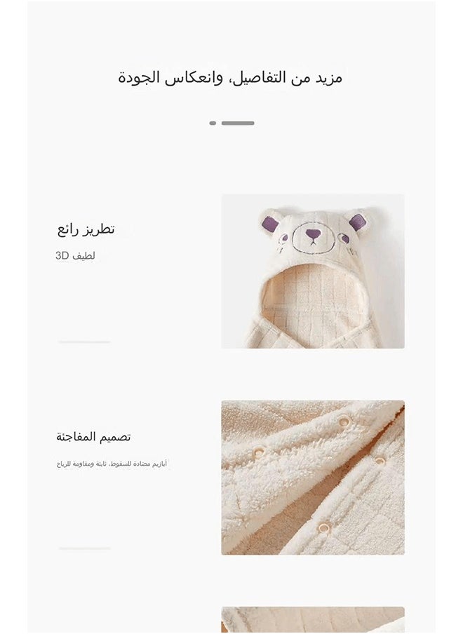 Riolio Baby Hooded Bath Towel - Luxurious Soft Care, Quick Absorption and Fast Drying, Safe Fluorescent-Free, 105x105cm, Perfect for Newborns and Toddlers  - Image 3