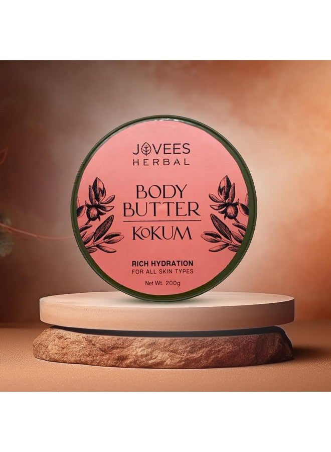 Jovees Herbal Kokum Body Butter For Dry, Itchy Skin & Stretch Marks | Kokum,Cocoa Butter,Almond & Olive Oil | Non - Sticky Intense Moisturization For All Skin Types- 200 gm - Image 3