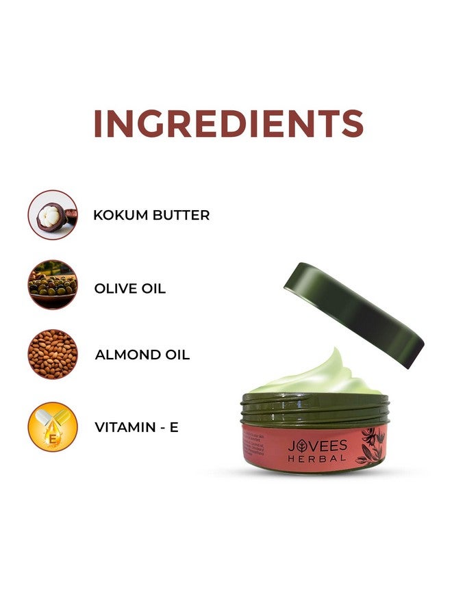 Jovees Herbal Kokum Body Butter For Dry, Itchy Skin & Stretch Marks | Kokum,Cocoa Butter,Almond & Olive Oil | Non - Sticky Intense Moisturization For All Skin Types- 200 gm - Image 5