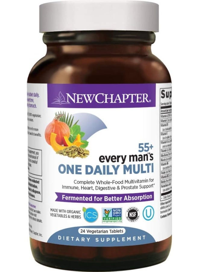 New Chapter Multivitamin For Men 50 Plus - Every Man'S One Daily 55+ With Fermented Probiotics + Whole Foods + Astaxanthin + Organic Non-Gmo Ingredients - 24Ct - Image 1