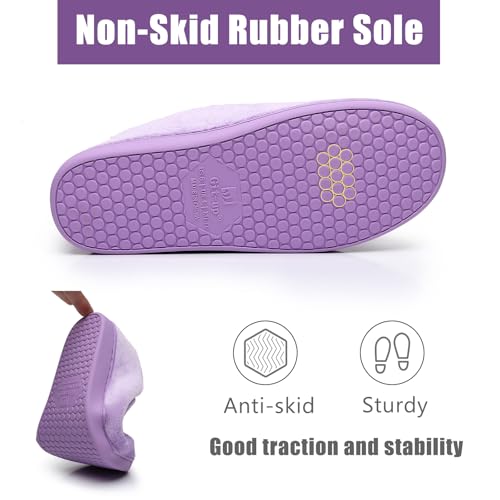 Git-up Women Soft wide Slippers Memory Foam Closed Toed Diabetic Arthritis Edema House Shoes, Purple 7#. - Image 5
