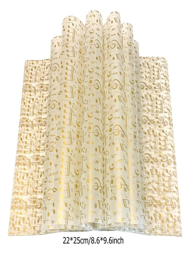 Suiwen 150 Gold and White Music Note Patterned Wax Paper, Food Picnic Greaseproof Paper, Waterproof Dry Hamburger Liners Wrapping Tissue for Plastic Food Basket - Image 2