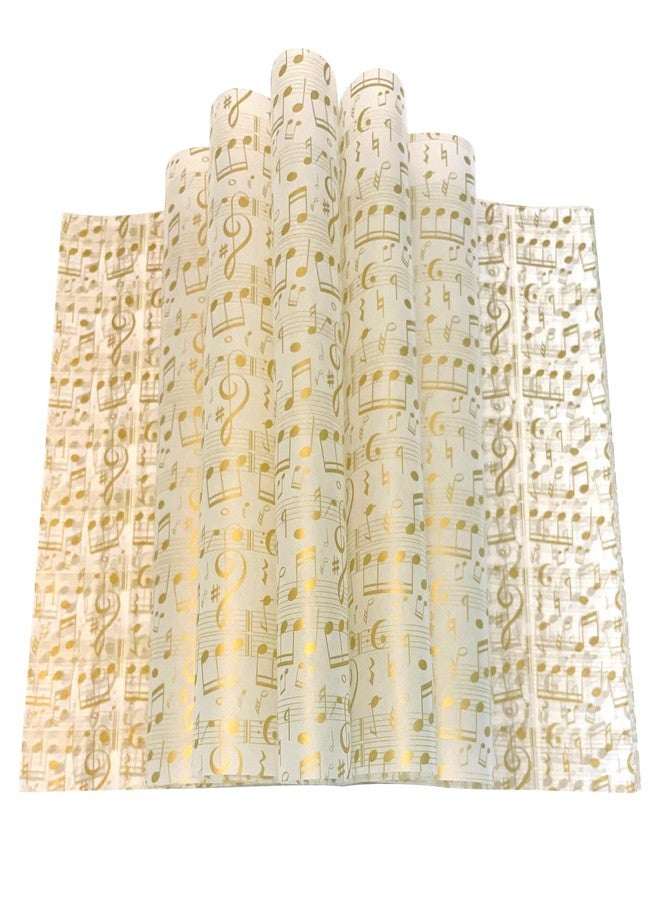 Suiwen 150 Gold and White Music Note Patterned Wax Paper, Food Picnic Greaseproof Paper, Waterproof Dry Hamburger Liners Wrapping Tissue for Plastic Food Basket - Image 1