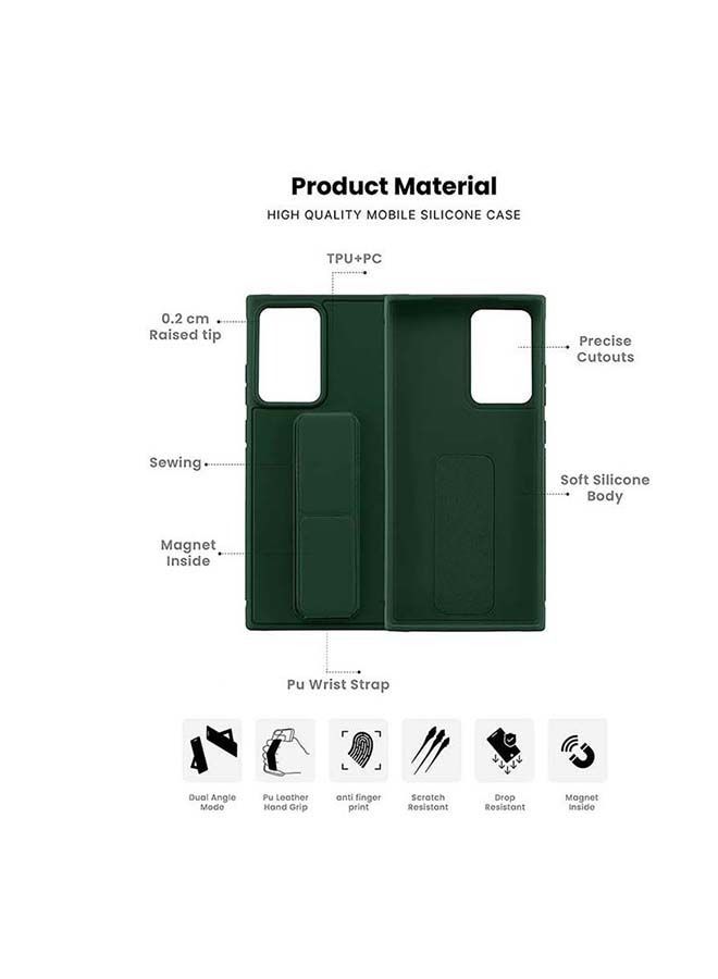 3-in-1 Magnetic Wrist Strap Hand Grip With Stand Case Cover For Samsung Galaxy Note20 Ultra Green - Image 3