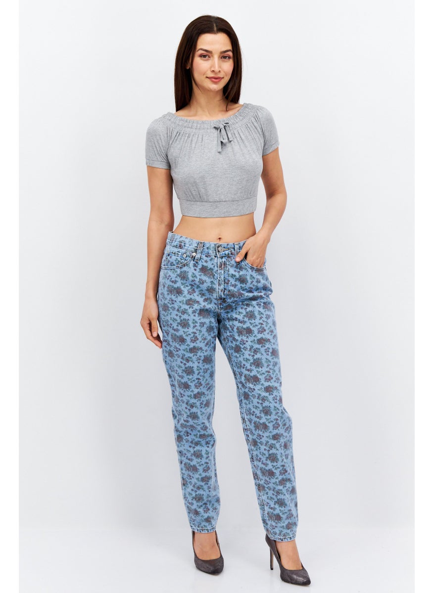 Levi's - Women Mom Fit Allover Print Non Stretchable Jeans, Blue Combo - Image 1