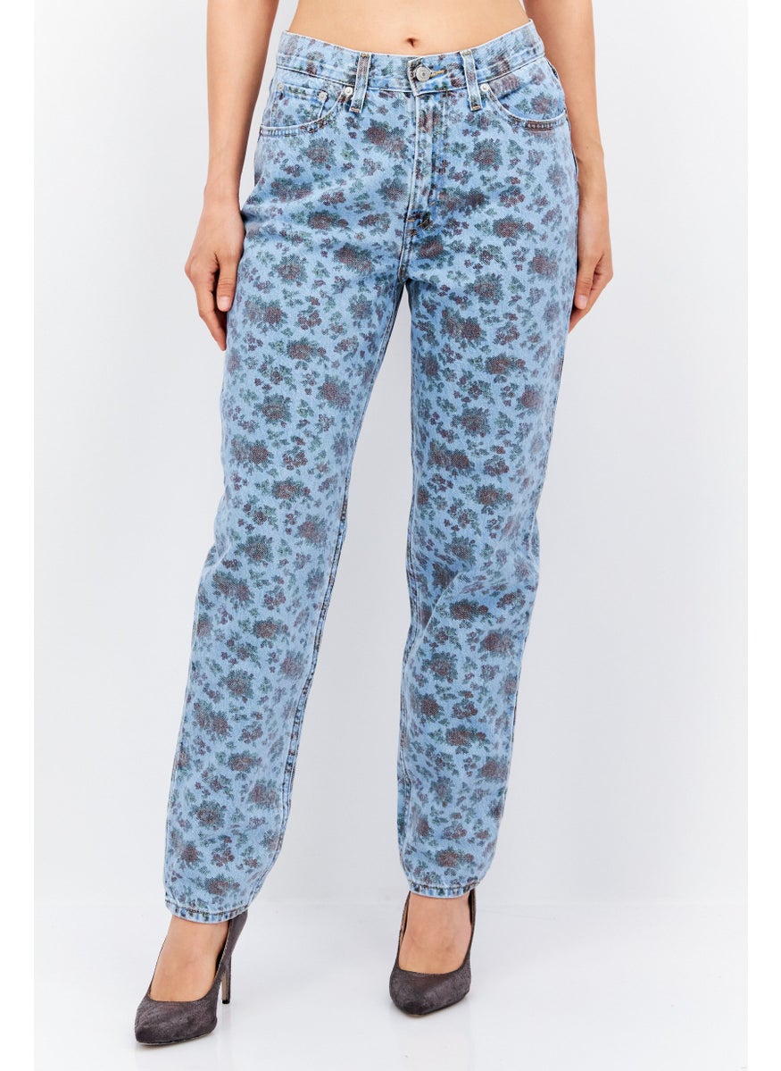 Levi's - Women Mom Fit Allover Print Non Stretchable Jeans, Blue Combo - Image 1