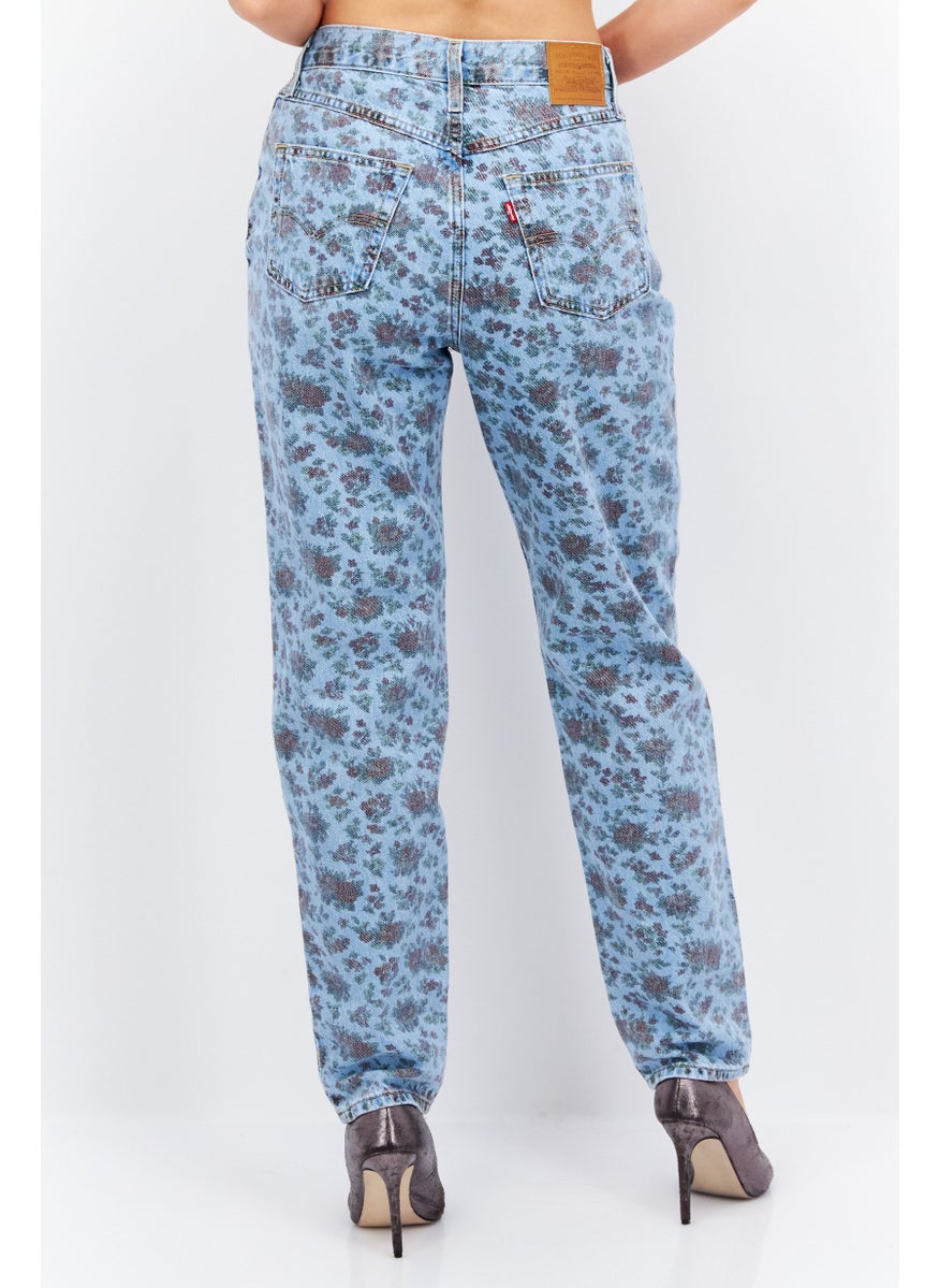 Levi's - Women Mom Fit Allover Print Non Stretchable Jeans, Blue Combo - Image 1