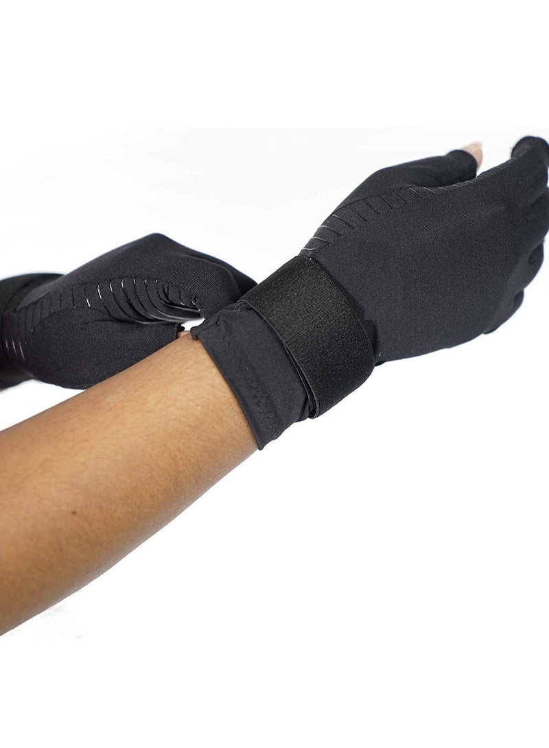 SYOSI Copper Compression Arthritis Gloves with Adjustable Best Copper Glove for Carpal Tunnel, Arthritis, and Support for Wrists and Hands for Women and Men 1 Pair - Image 2