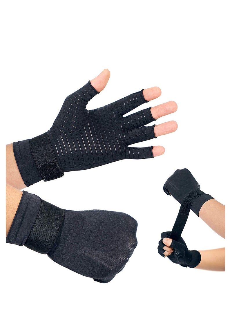 SYOSI Copper Compression Arthritis Gloves with Adjustable Best Copper Glove for Carpal Tunnel, Arthritis, and Support for Wrists and Hands for Women and Men 1 Pair - Image 1