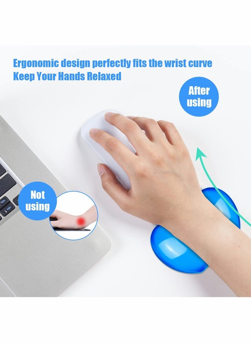 كابتن تيك Mouse Wrist Rest Pad, Soft Hand Pillow Cushion, Cool Silicone Gel Keyboard Wrist Support Mat, Ergonomic, Heart-Shaped Translucence (Blue), Large Size - Image 2