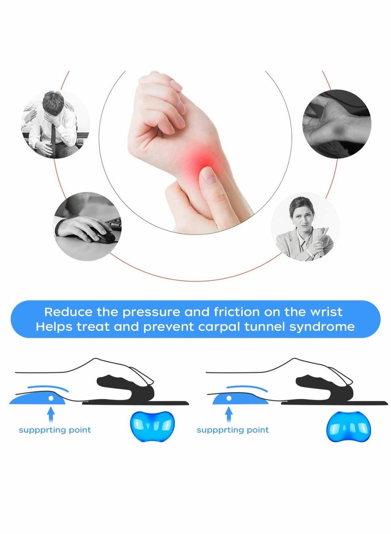 كابتن تيك Mouse Wrist Rest Pad, Soft Hand Pillow Cushion, Cool Silicone Gel Keyboard Wrist Support Mat, Ergonomic, Heart-Shaped Translucence (Blue), Large Size - Image 3
