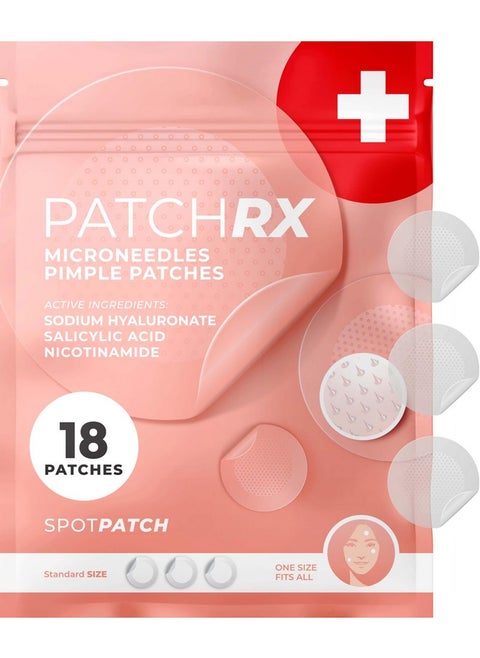 PatchRX Micro Needle Pimple Patch (18 Pack) - Hydrocolloid Micropoint Pimple Patch For Acne & Cystic Pimples, Eliminate Pimples Overnight, Microdart Pimple Patch, Micro Dart Pimple Patches