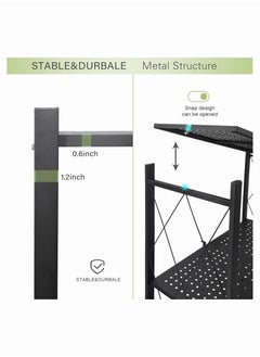 Chulovs Foldable Storage Shelves on Wheels, 5 Tier Shelves for Storage, Large Capacity Metal Shelving Units, No Assembly Storage Rack for Garage, Kitchen, Basement, Kitchen Shelf Organizer  - Image 4