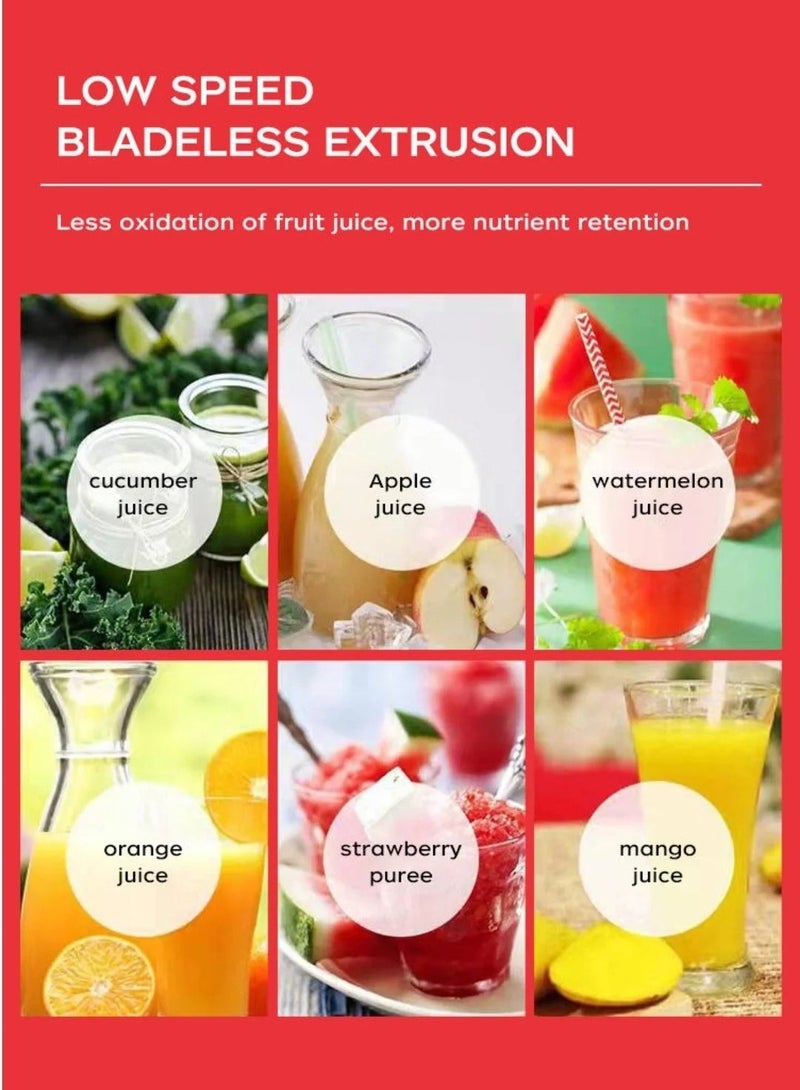Nutrition Blender, Juicer Machines, Masticating Juicer, Slow Juicer Extractor Anti-Drip Mouth, Ideal for Nutrient Fruit Sorbet and Vegetable Juice, Anti-Oxidation Slow Juicer for Fruits - Image 5