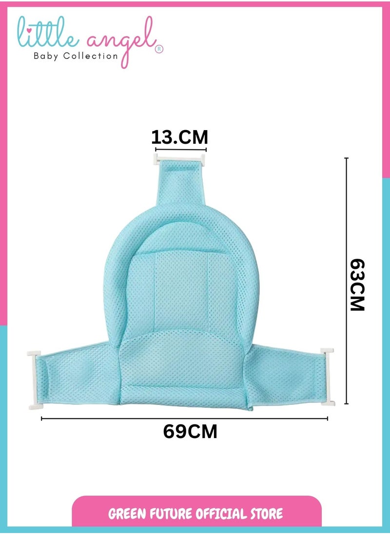 Little Angel - Baby Bath Net Support - Adjustable Mesh Sling for Newborns and Infants, Breathable and Comfortable, Fits Most Bathtubs, Easy to Clean, Blue - Image 1