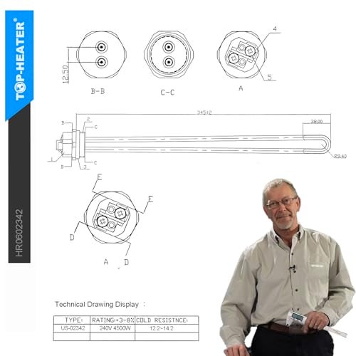 TOP-HEATER Water Heater Element 220V 4500W, Screw-in, 02342 screw-in Heater Elements By TOP-HEATER, Universal Heater Element Replacement 1Pack,Fits Most Models As AO Smith, GE, Kenmore, Maytag, Whirlpool - Image 3