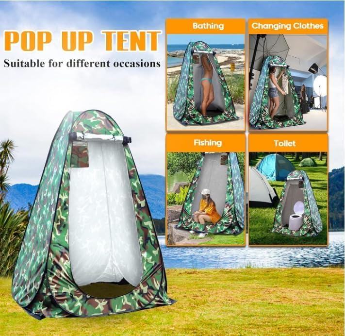 FENNIDICE Portable Toilet for Camping with Pop-Up Privacy Tent, 14.5'' Portable Potty for Adults, Ultralight Foldable Camping Toilet, Compact for Hiking, RV Travel, Trucker, Fishing, Beach (Gray+Tent) - Image 3