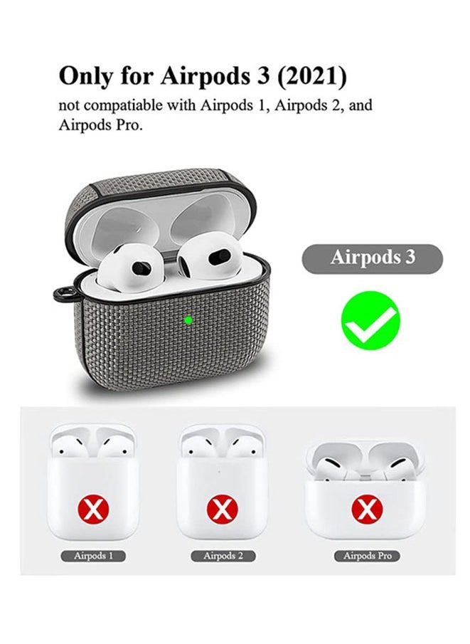 Muyixin حافظة حماية لسماعات Apple AirPods الجيل الثالث (2021) مع غطاء حماية كامل مضاد للخدش ومقاوم للسقوط مع سلسلة مفاتيح ومصباح LED أمامي مرئي باللون الرمادي  - Image 2