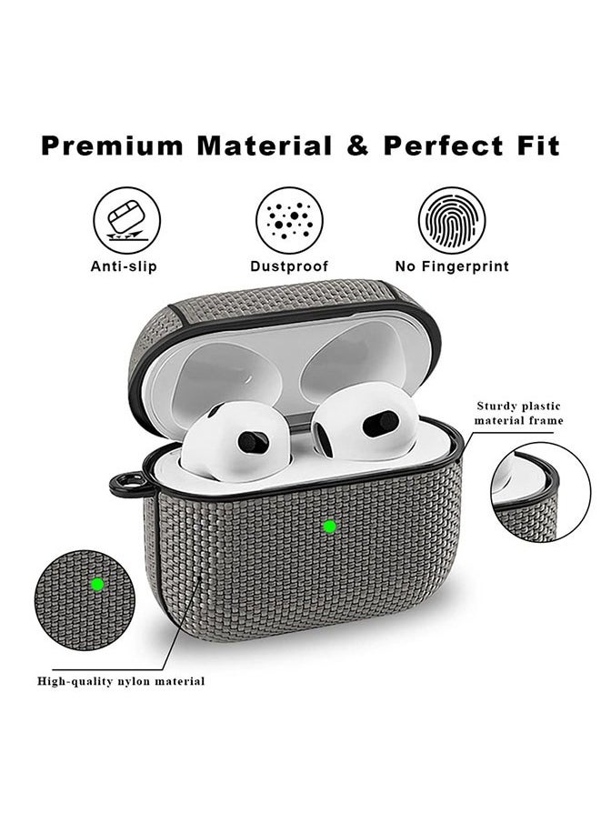 Muyixin حافظة حماية لسماعات Apple AirPods الجيل الثالث (2021) مع غطاء حماية كامل مضاد للخدش ومقاوم للسقوط مع سلسلة مفاتيح ومصباح LED أمامي مرئي باللون الرمادي  - Image 3