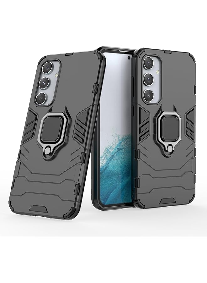 إيروريكس غطاء خلفي صلب غير لامع بحلقة معدنية دوارة لهاتف Samsung Galaxy A35 5G، أسود - Image 2