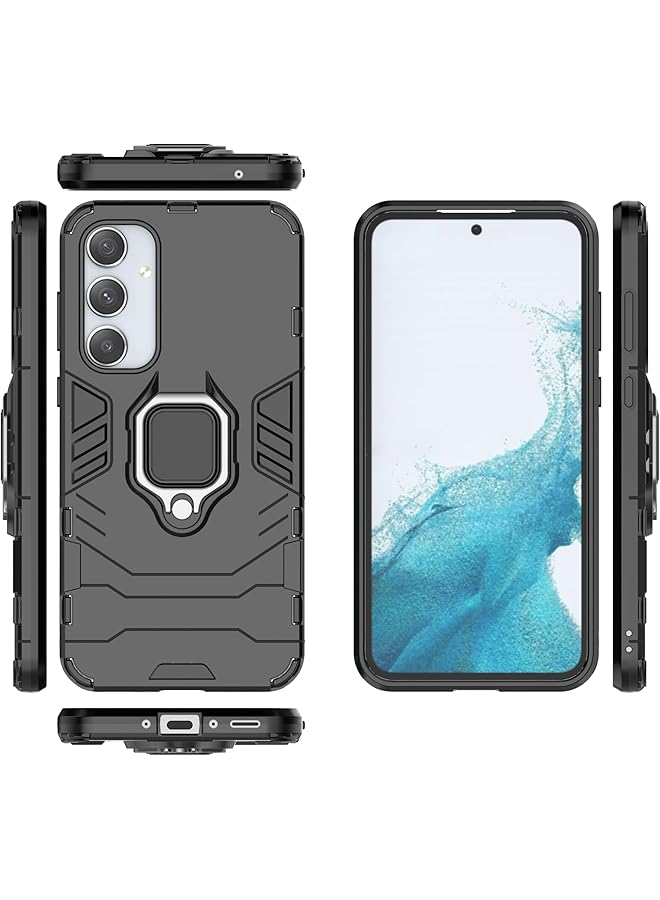 إيروريكس غطاء خلفي صلب غير لامع بحلقة معدنية دوارة لهاتف Samsung Galaxy A35 5G، أسود - Image 3