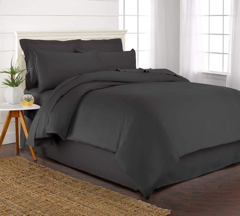 Pure Bamboo - مجموعة غطاء لحاف الملك 100 ٪ من الخيزران العضوي Viscose لينة وتبريد فاخرة مجموعة 3 قطع - 1 كينغ زر الإغلاق غطاء الحاف مع العلاقات 2 بيدات (King Siler Pearl)