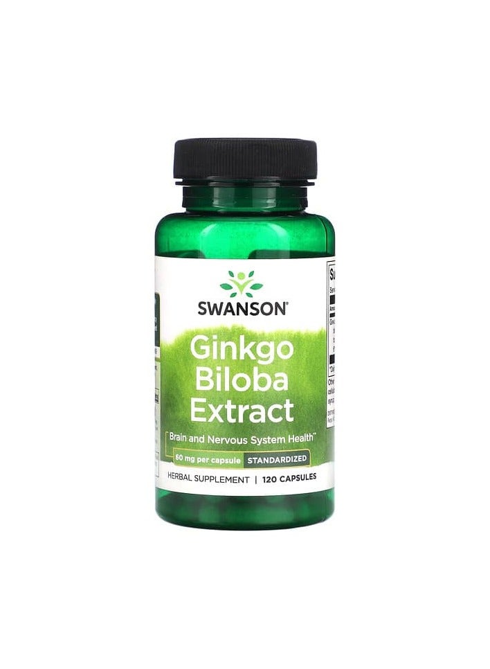 Ginkgo Biloba Extract, 60 mg, 120 Capsules