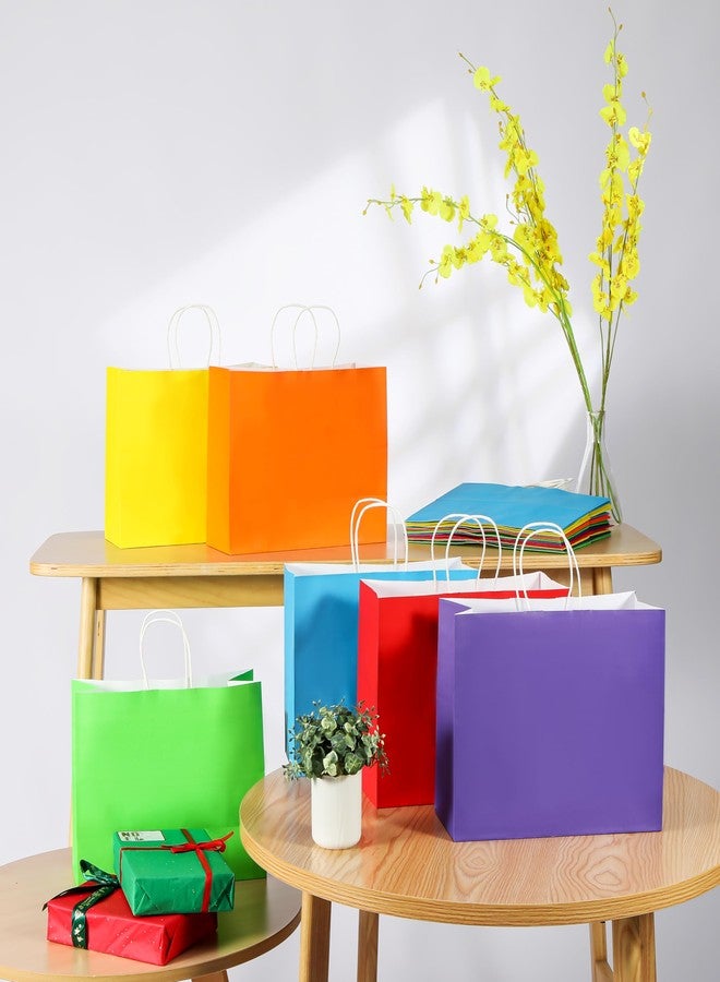 SUNCOLOR Large Paper Gift Bags with Handles, Rainbow Colors, 13x10x5.5 Inch, 24 Pack, for Birthday, Wedding, Shopping - Image 2