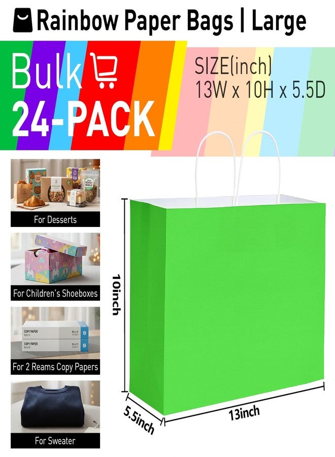 SUNCOLOR Large Paper Gift Bags with Handles, Rainbow Colors, 13x10x5.5 Inch, 24 Pack, for Birthday, Wedding, Shopping - Image 3