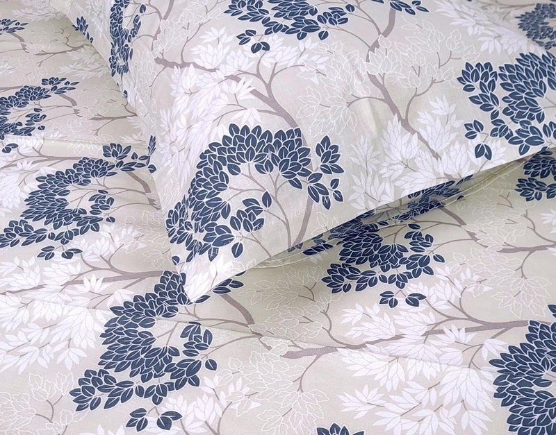 Divine Casa 144 TC 100% Cotton Double Bedsheet with 2 Pillow Covers | Skin-Friendly Fabric for Everyday Comfort | 254 X 222 CM | Floral Pattern | Grey Blue - Image 1