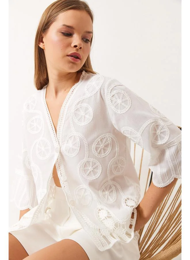 Ginger  Boho Embroidered Button Up Blouse for Women | Best Price UAE