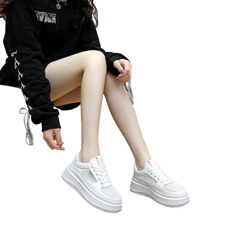 Women'S Shoes Summer Breathable Mesh With Skirt White Shoes Thin Mesh Shoes Thick Sole Sports Board Shoes - Image 4