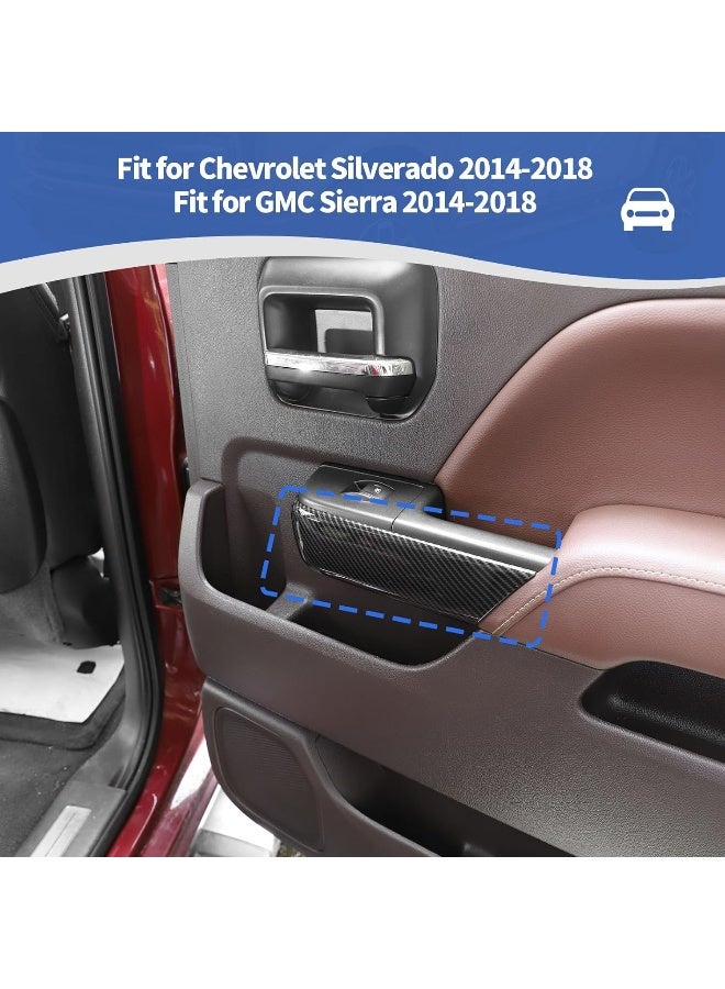 RT-TCZ for Silverado Carbon Fiber Inner Door Handle Panel Trim Cover for Chevy Silverado GMC Sierra 2014-2018 Black ABS Carbon Fiber Interior Accessories 4pcs (Crew Cab) - Image 5
