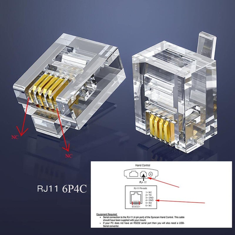 Suamdoen USB to RJ11 RJ12 Control Cable for Celestron Nexstar eq6 PC Link to Hand-Controller RS232 Serial Converter Cable - Image 4