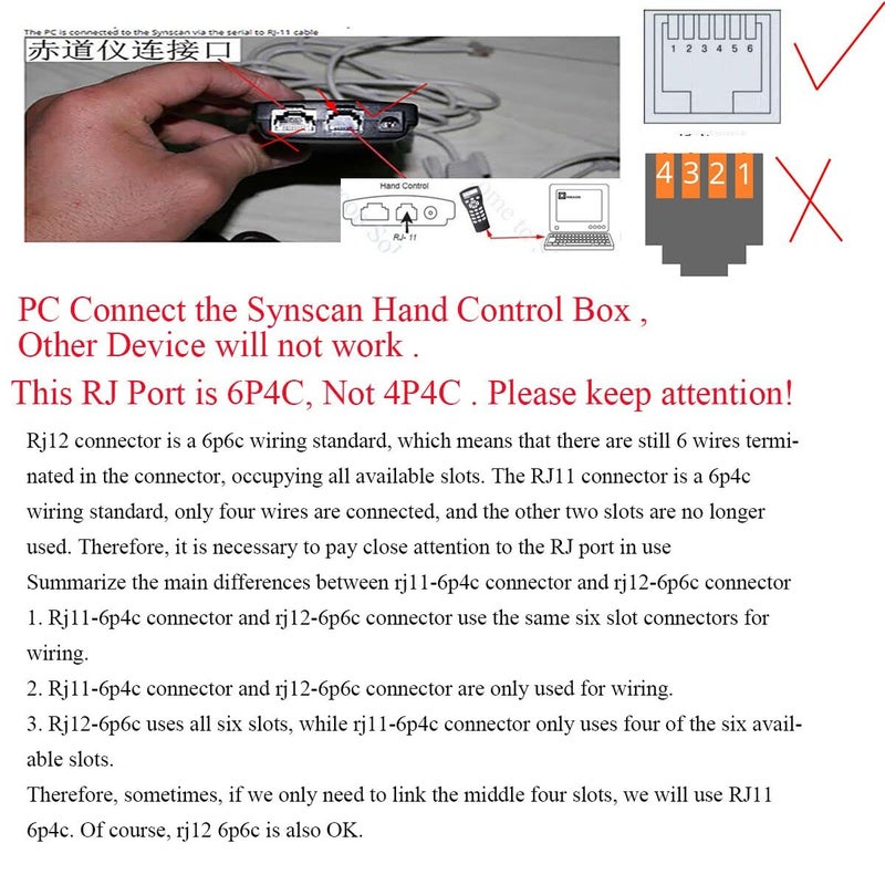 Suamdoen USB to RJ11 RJ12 Control Cable for Celestron Nexstar eq6 PC Link to Hand-Controller RS232 Serial Converter Cable - Image 3