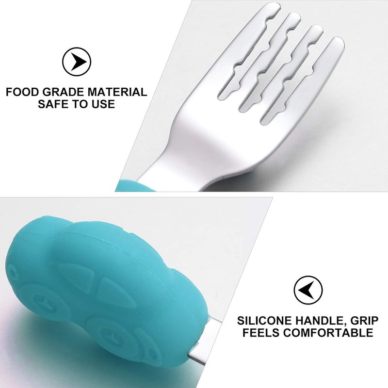 Kisangel Stainless Steel Training Fork and Spoon Boys and Girls's Lunch Accessories Boy Girl Silverware Compact and Portable - Image 3