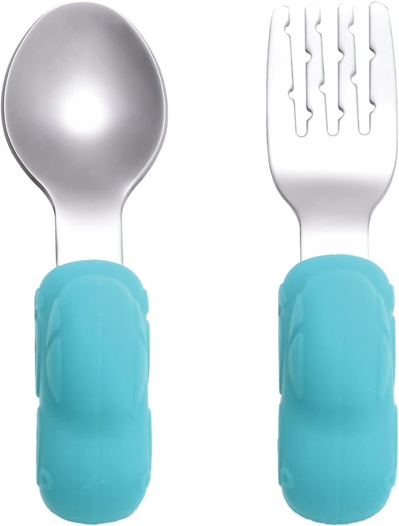 Kisangel Stainless Steel Training Fork and Spoon Boys and Girls's Lunch Accessories Boy Girl Silverware Compact and Portable - Image 1