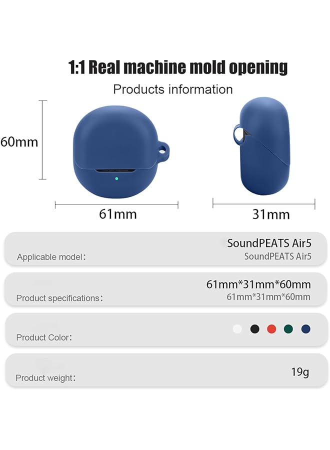 erorex Silicone Case Compatible With Soundpeats Air5 Protective Cover For Headphones Blue - Image 3