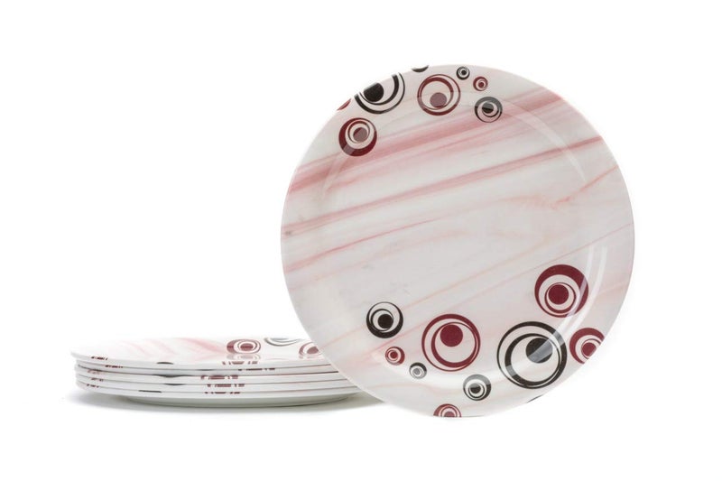 PRIZMA Unbreakable Lightweighted Melamine Round Full Size Red Circle Designed (11 Inch) Dinner/Lunch Plates (Pack of 6) - Image 5
