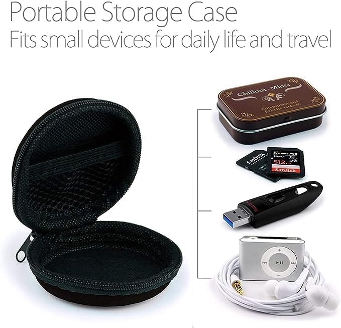Sounce Earphone Headphone Carrying Case Pouch Cover for Earphones, Headset, Pen Drives, SD Cards, All Mobile Accessories - Black (Pack of 2) - Image 2