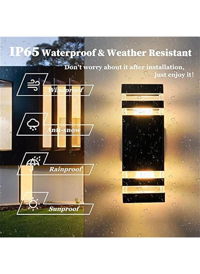 مصابيح جدارية خارجية مستطيلة مصنوعة من الألمنيوم، مقاومة للماء مع قاعدة E26، مثالية للمدخل الخارجي للمنزل، الشرفة، الفناء، ومرآب السيارات (تعبئة واحدة) - Image 2