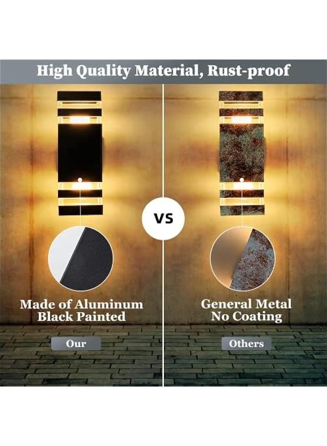 مصابيح جدارية خارجية مستطيلة مصنوعة من الألمنيوم، مقاومة للماء مع قاعدة E26، مثالية للمدخل الخارجي للمنزل، الشرفة، الفناء، ومرآب السيارات (تعبئة واحدة) - Image 3