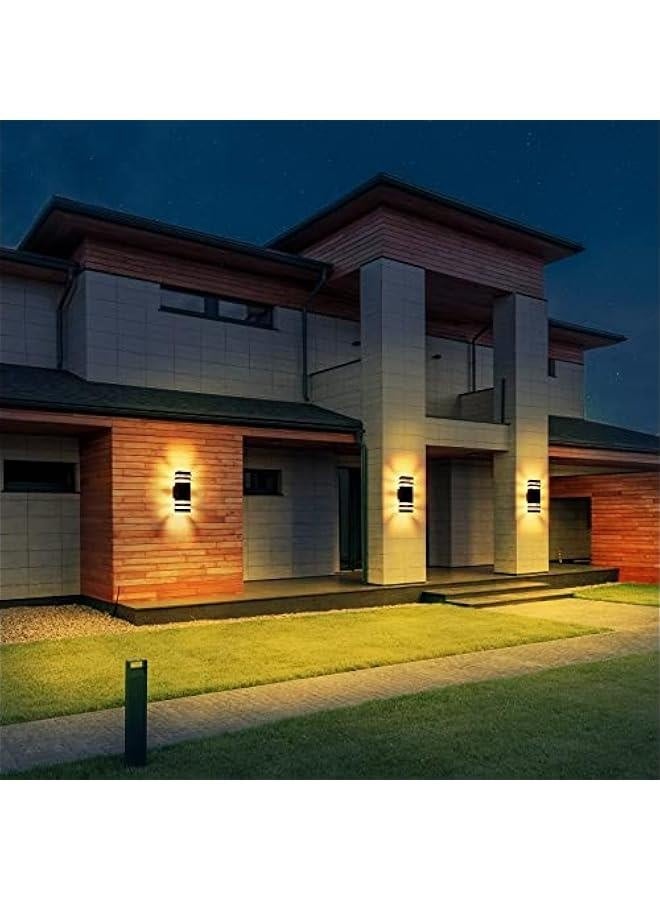 مصابيح جدارية خارجية مستطيلة مصنوعة من الألمنيوم، مقاومة للماء مع قاعدة E26، مثالية للمدخل الخارجي للمنزل، الشرفة، الفناء، ومرآب السيارات (تعبئة واحدة) - Image 5