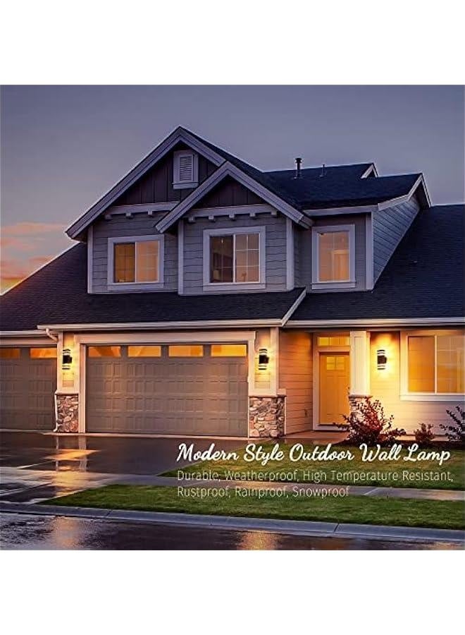 مصابيح جدارية خارجية مستطيلة مصنوعة من الألمنيوم، مقاومة للماء مع قاعدة E26، مثالية للمدخل الخارجي للمنزل، الشرفة، الفناء، ومرآب السيارات (تعبئة واحدة) - Image 4