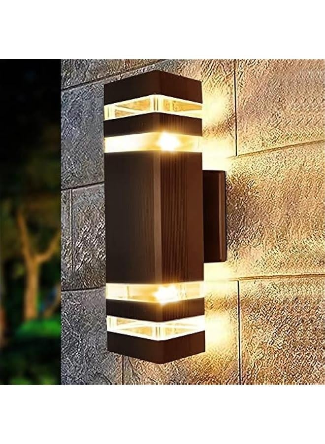 مصابيح جدارية خارجية مستطيلة مصنوعة من الألمنيوم، مقاومة للماء مع قاعدة E26، مثالية للمدخل الخارجي للمنزل، الشرفة، الفناء، ومرآب السيارات (تعبئة واحدة) - Image 1