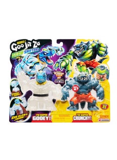 GOO JIT ZU Heroes of Goo Jit Zu Glow Shifters - Versus Pack, Ultraglow Tyro VS Shadowclaw Rock Jaw. One with Unique Glow-in-The-Dark Goo Transformation. Crush The core, Goo Glows in The Dark (42620)  - Image 1